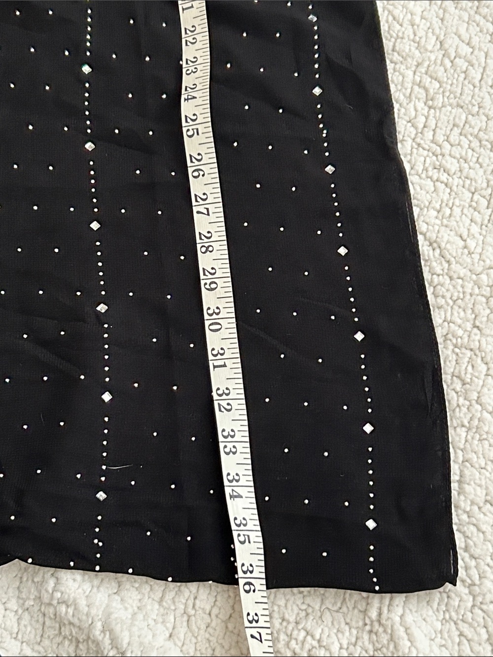 Jessica McClintock “nwt”Black scarf with Silver Beaded rhinestone Stripes - Picture 4 of 5